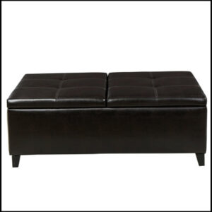 Aundreya OTTOMAN - DBL TOP PU leather, wood; Furniture Pattern: Solid 18 inches high x 48 inches wide x 30 inches deep