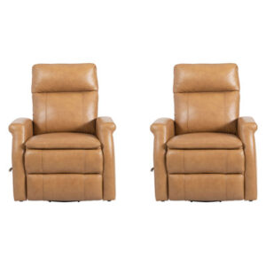 Bednarek 32" Top Grain Leather Manual Swivel Glider Recliner with Rolled Arms