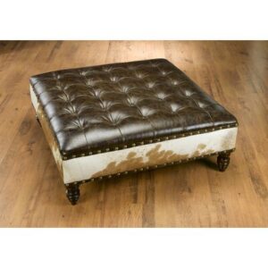 Brutus Leather Tufted Cocktail Ottoman