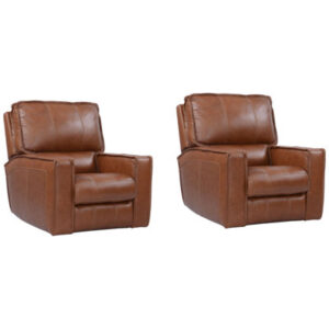 Charta 41" Top Grain Leather Power Recliner with Adjustable Headrest with Square Arms