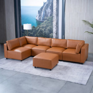 Dallas 6-Piece Leather Modular Sectional Sofa