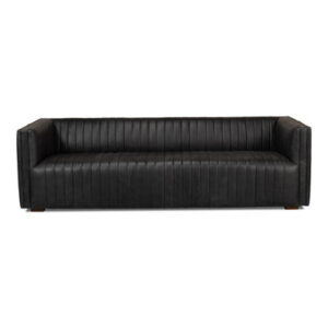 Everett 96" Genuine Leather Tuxedo Arm Sofa