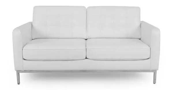 Florence 62" Leather Sofa, White
