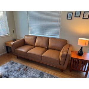 Full Leather Sofa 88" - Pure Full Italian Nappa Leather Couch, Solid Wood Accent, Ultimate Comfort