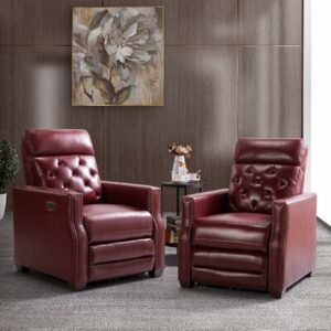 Gumesindo 31.50" Wide Genuine Leather Power Recliner