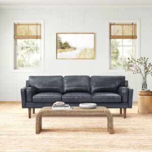 Hewett Genuine Leather 86'' Square Arm Sofa