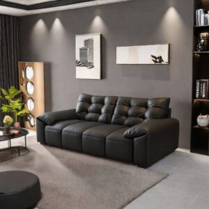 Italian minimalist leather in-line sofa