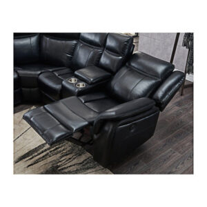 JUPITER BLACK LEATHER SECTIONAL Sofa Couch