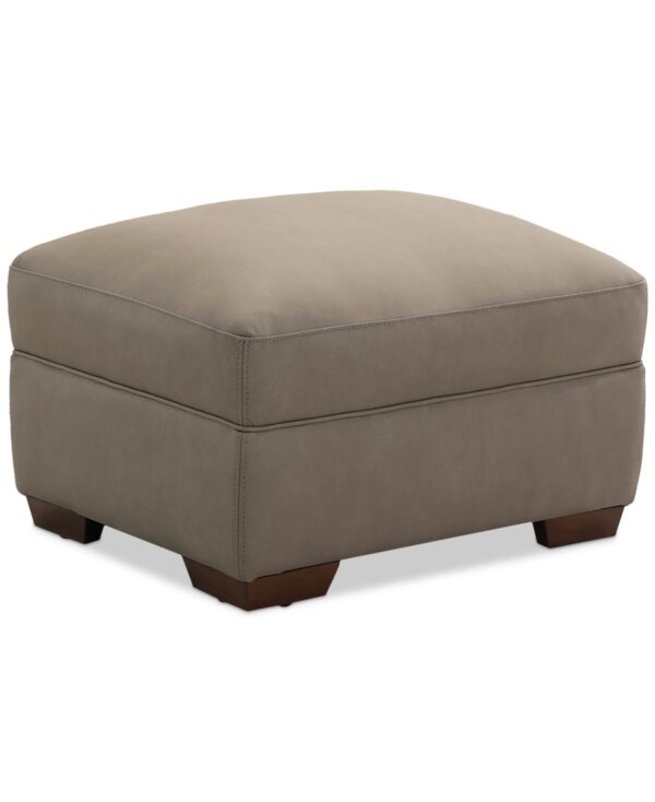 Kovner Leather Ottoman, Created for Macy's - Light Grey