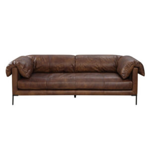 Lamart Industrial Upholstered Sofa in Mocha Top Grain Leather