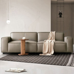 Light brown Genuine Leather Modular Sofa cushion couch