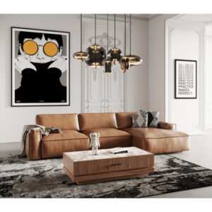 Luanco Cognac Leather Sectional Sofa