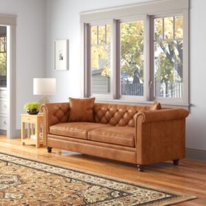 Melfi 87.4'' Full-Grain Genuine Italian Leather Sofa