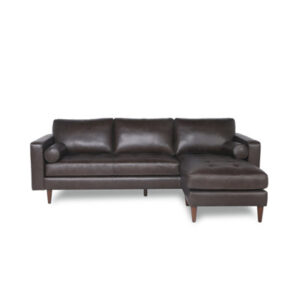 Modern Sofa Mid-Century Tufted Leather Sectional With Reversible Chaise