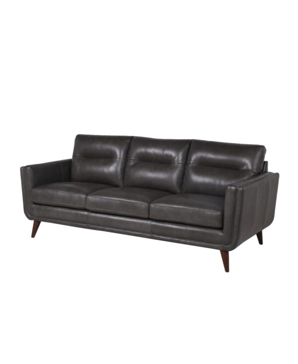 Nice Link Ava 84" Mid-Century Modern Leather Sofa - Charcoal Gray