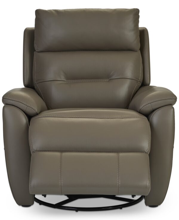 Ossorio Leather Power Swivel Glide Recliner, Created for Macy's - Granite