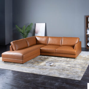 Pluie 108" W Mid Century Modern Leather Cozy Sectional Sofa