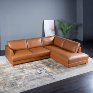 Pluie 108" W Mid Century Modern Leather Cozy Sectional Sofa