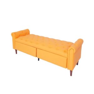 Slickblue Multifunctional Storage Ottoman with Pu Leather Armrests and Versatile Design - Orange