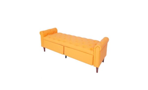 Slickblue Multifunctional Storage Ottoman with Pu Leather Armrests and Versatile Design - Orange