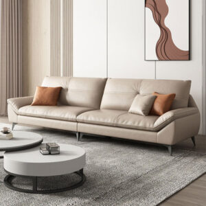 Smoky gray Genuine Leather Modular Sofa cushion couch