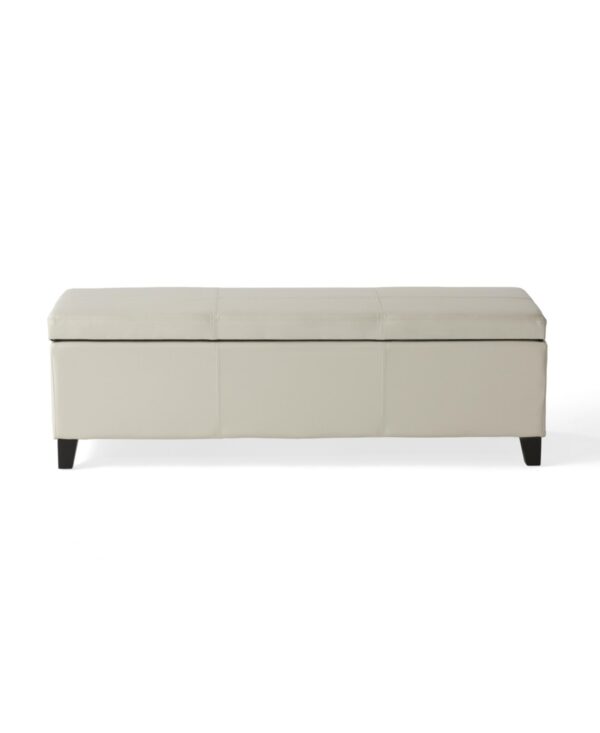 Streamdale Furniture Glouster Storage Ottoman 51" Ivory Leather Wood, Large - Ivory