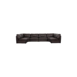 Thurlow U Shaped Modular Armless Sectional Espresso Brown Leather