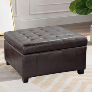 Tufted Leather Ottoman With Storage That Can Be Used As A Coffee Table Footstool