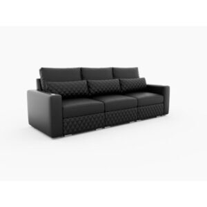 Valencia Pisa Ultimate Full Leather Lounge Sectional 3 Seats 111"|100% Draped In Semi-Aniline Italian Nappa Leather 20000|Wide Diamond Stitch Design|R