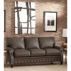 Virdia 80" Genuine Leather Rolled Arm Sofa