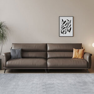 102.36" White + Grey Genuine Leather Modular Sofa cushion couch