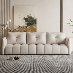 106.3" Creamy white Microfiber leather Modular Sofa cushion couch