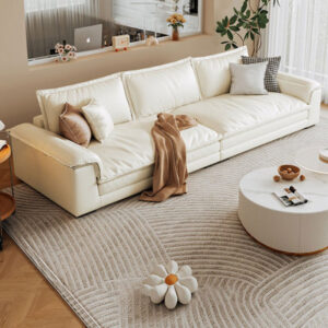 110.24" White Microfiber leather Modular Sofa cushion couch