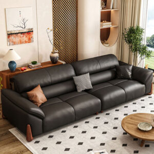 110.24" colour Genuine Leather Modular Sofa cushion couch