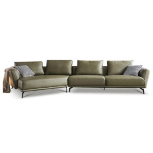2 - Piece Green Genuine Leather Sectional