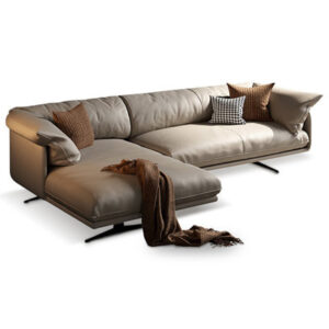 2 - Piece Khaki Genuine Leather Sectional