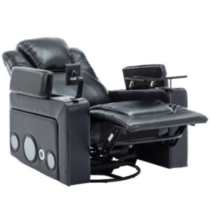 270 Degree Swivel PU Leather Power Recliner With Surround Sound