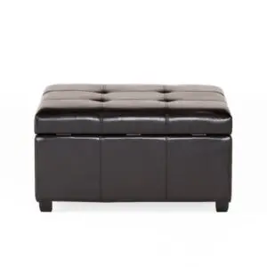 35" Wide PU Leather Tufted Square Cocktail Ottoman with Storage
