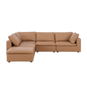 5-Piece 4-Seat Sectional - Upholstered In Top-Grain Italian Leather