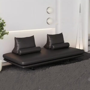 70.87"Black Modern Minimalist Leather Sofa Bed with Cushions