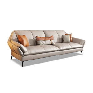 72.83" Beige Genuine Leather Standard Sofa cushion couch