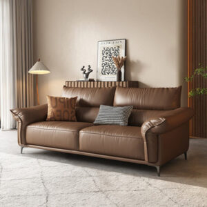 74.8" Black Genuine Leather Modular Sofa cushion couch
