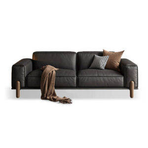 78.74" Khaki Genuine Leather Standard Sofa cushion couch