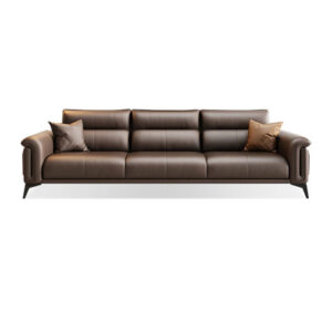 82.68" Coffee Genuine Leather Modular Sofa cushion couch