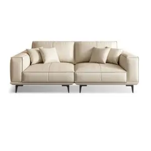 85.83" Beige Genuine Leather Modular Sofa cushion couch
