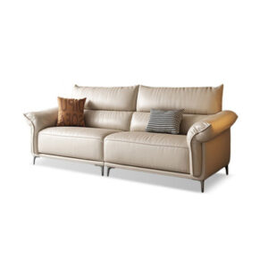 86.61" Yellow Genuine Leather Modular Sofa cushion couch