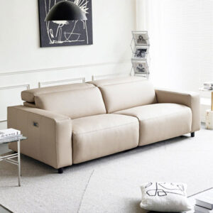 89.76" Orange Genuine Leather Modular Sofa cushion couch