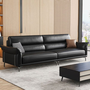 94.49" Dark coffee Genuine Leather Modular Sofa cushion couch