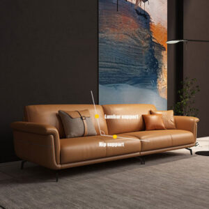 94.49" Orange Genuine Leather Modular Sofa cushion couch