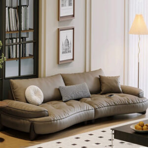98.43" Crab shell ash Genuine Leather Modular Sofa cushion couch